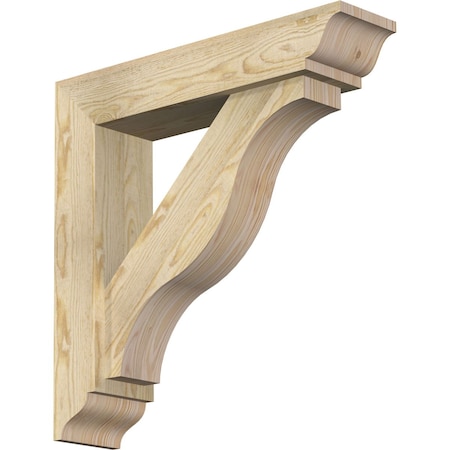 Ekena Millwork Funston Traditional Rough Sawn Bracket w/ Offset Brace, Douglas Fir, 6"W x 26"D x 26"H BKT0604X26X26FST01RDF